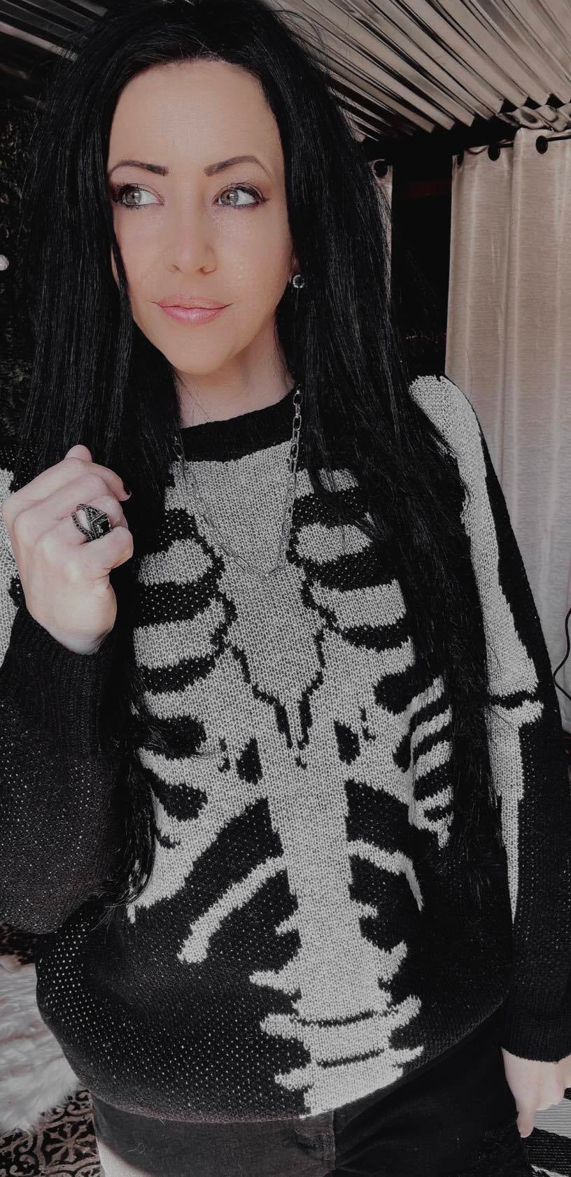 Ribcage front and back knit sweater bad ghoul clothing co 