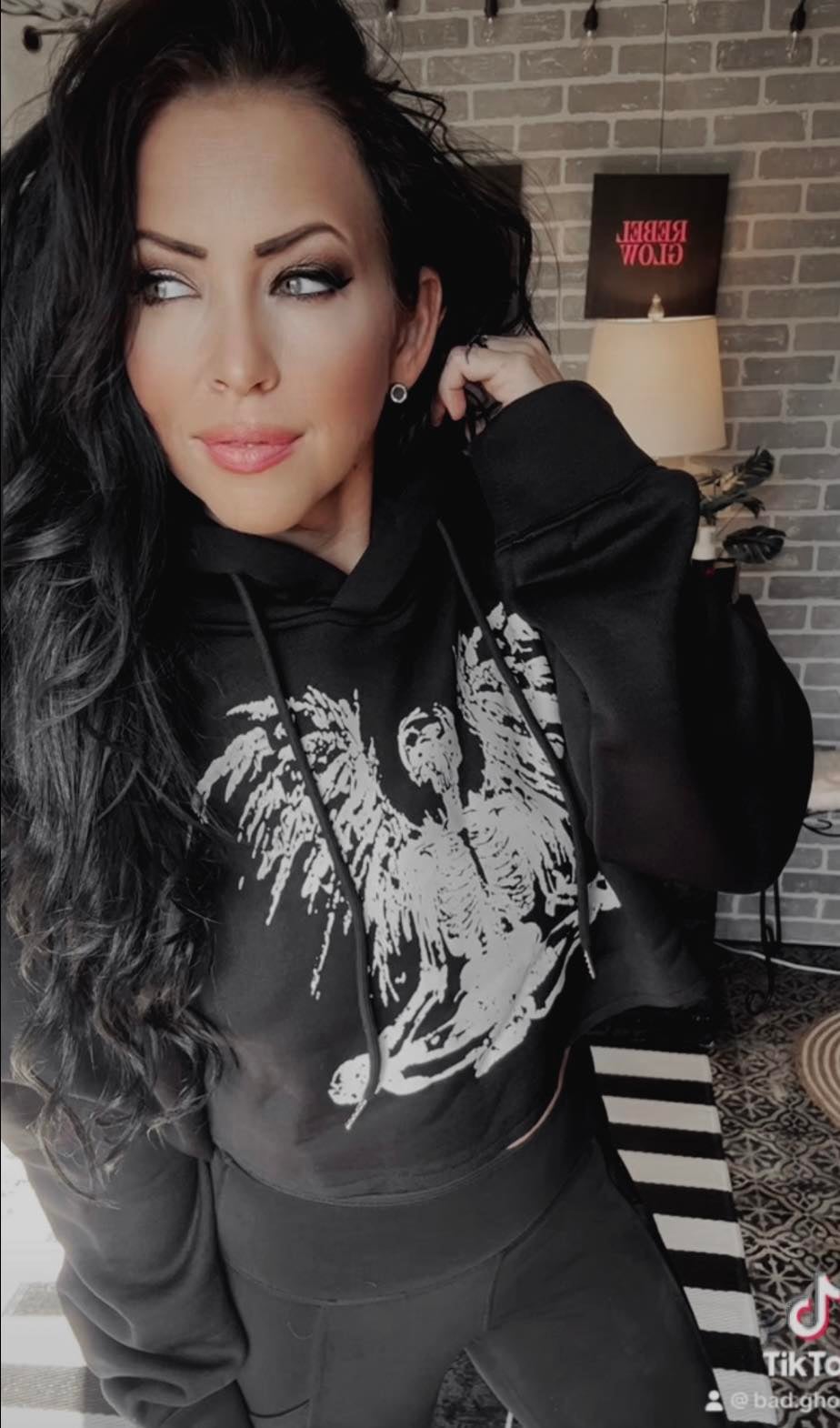 Angels and demons black crop hoodie bad ghoul clothing co 